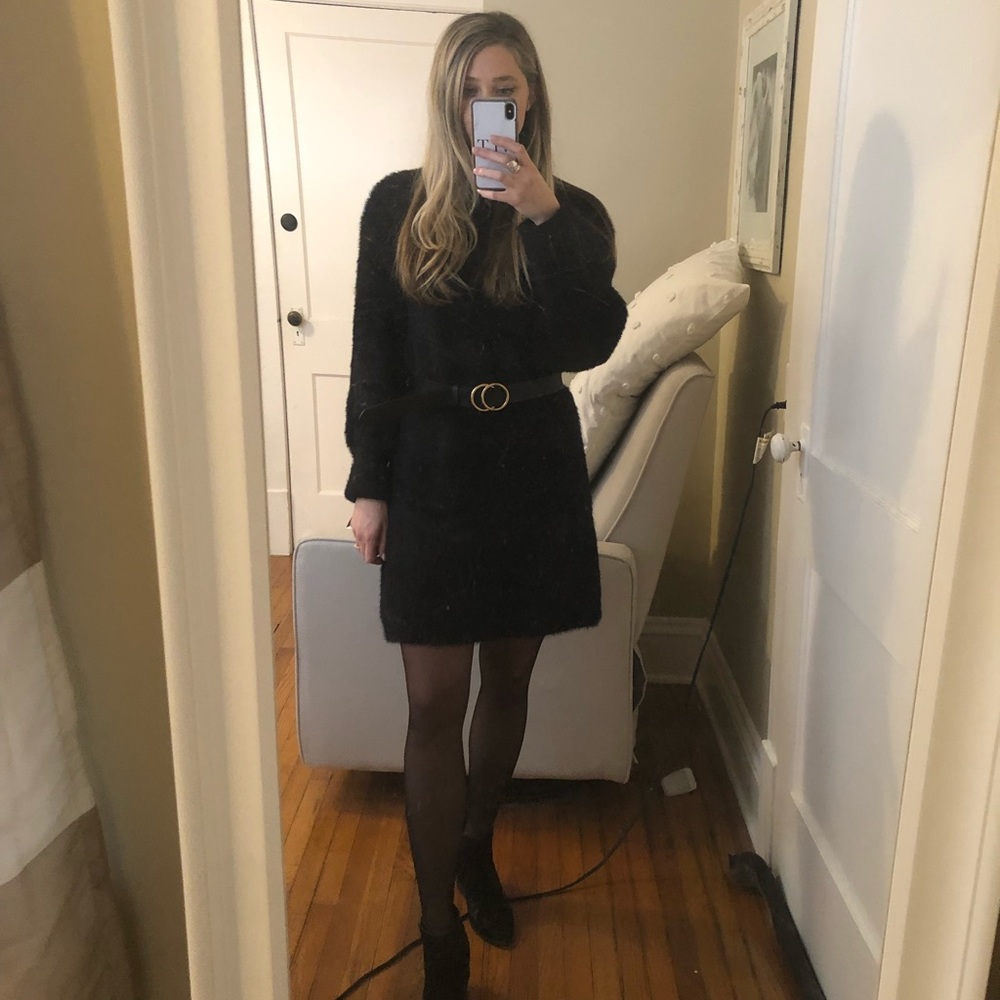 Pink Lily “Heart of the City” Fuzzy Turtleneck Sweater Dress